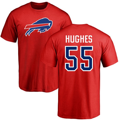 Men NFL Buffalo Bills #55 Jerry Hughes Red Name and Number Logo T Shirt